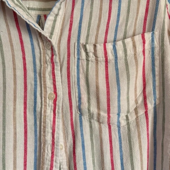 GAP Striped Multi-Colored Linen Button-Up Shirt - Picture 4 of 4